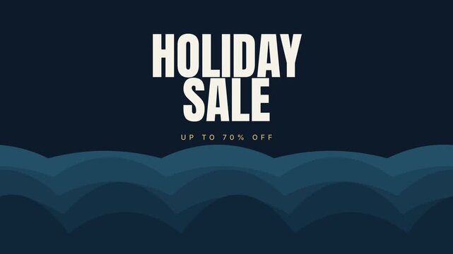 Holiday Sale Up To 70 Percent Off With Wavy Blue Background And Paper Cut Effect