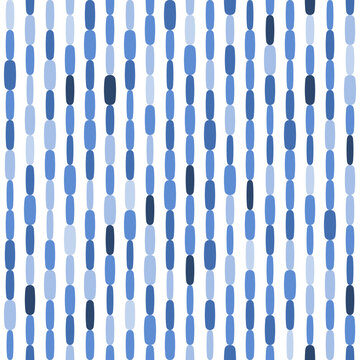 Abstract geometric seamless pattern. Vector blue beads chain fashion print design for dress or shirt.