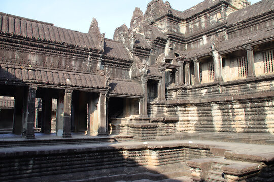 ruined khmer hindu and buddhist temple (angkor vat) in angkor in siem reap in cambodia 