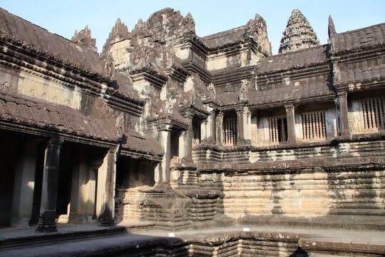 ruined khmer hindu and buddhist temple (angkor vat) in angkor in siem reap in cambodia 