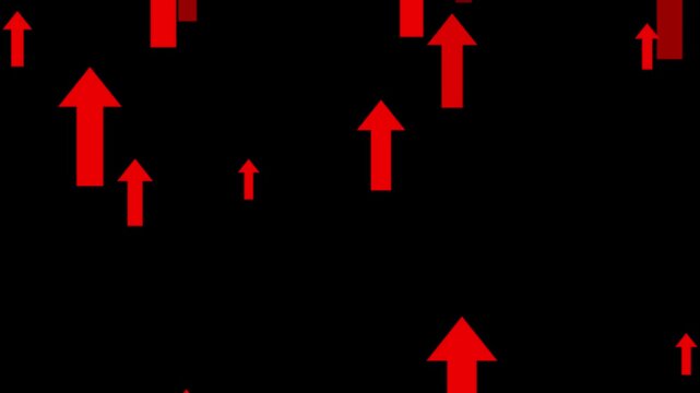 Growth up arrow animation on black background. Business arrow up growth motion graphics. arrows going up 4k video footage. upward to down flying arrow animation 4k motion graphics video.