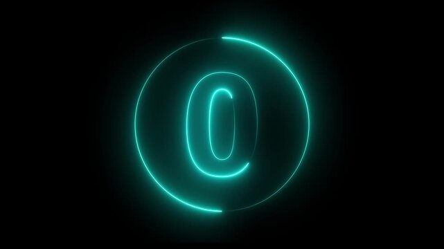 5 second countdown timer animation with neon number text glowing from 5 to 0 with interesting circle animation. Circle countdown timer 5 sec motion animate.