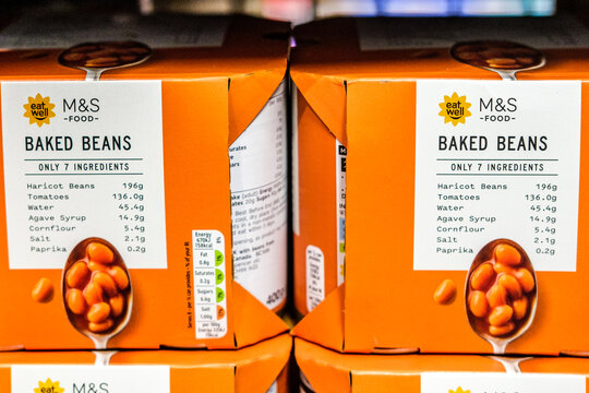 Close-Up Of Marks And Spencer Baked Beans Multipacks