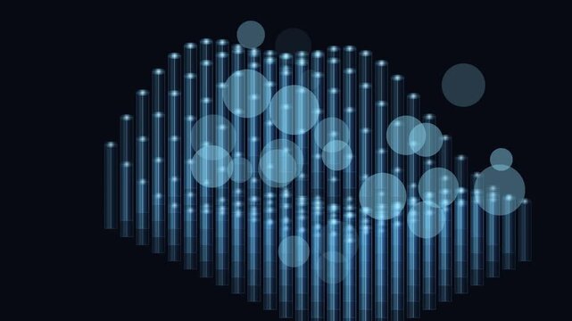 Modern data visualization chart with glowing circular markers on dark