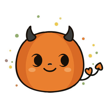 Cute Devil Pumpkin Halloween Vector Illustration