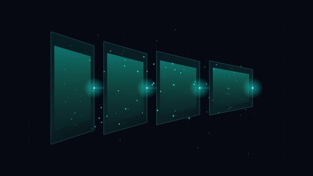 futuristic screen frames revealing data transmission glow