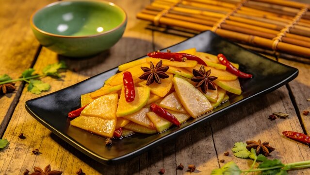Pickled Winter Melon Slices with Star Anise and Chilies