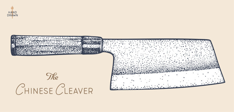 Butcher Knife. Hand drawn sketch. Cleaver Knife. Butchery symbol, icon logo, sign. Silhouette butcher knife, sketch. Template sign, meat shop market, butchery sketch design. Vector Illustration