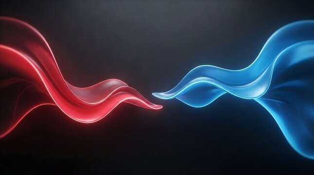Dynamic Red and Blue Abstract Energy Waves Vector Illustration