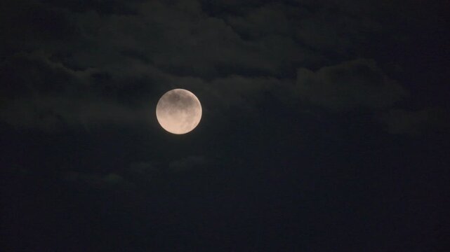 full moon in the night with clouds time lapse 4K