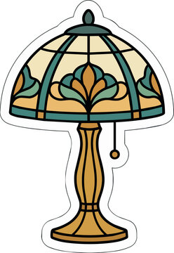Art Nouveau Tiffany Style Table Lamp with Stained Glass Shade