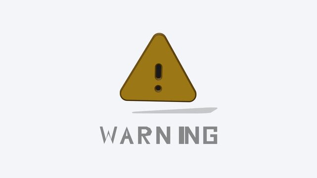 Premium 3D warning icon animation featuring a dynamic physical impact, subtle shockwave, and mechanical text activation with optimized vertical spacing in a clean seamless loop.