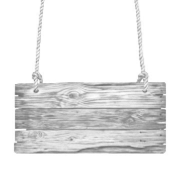 Halftone Wooden Sign Vector Hanging Wood Board on Ropes Dotted Plank Silhouette for Rustic Banner and Label Design