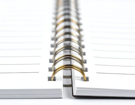 Open spiral notebook showing metal rings and lined paper.
