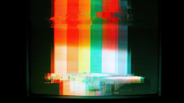 Retro television test pattern with digital glitch and static