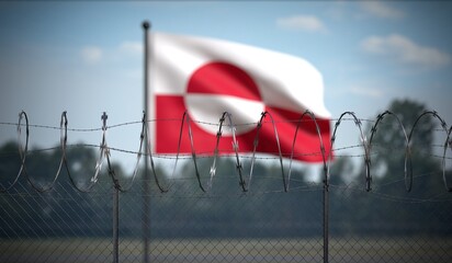 Greenland - Flag and Barbed Wire Fence - 3D illustration © PX Media