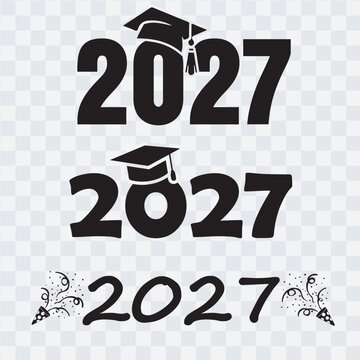 Graduation year 2027 with cap and tassel design on a transparent background
