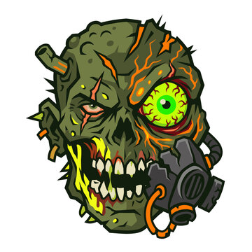 Toxic Mutant Biohazard Zombie Flat Vector Icon