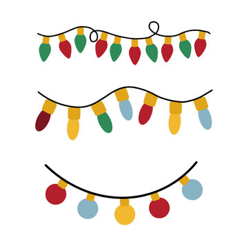 Christmas light garlands set vector isolated on white background