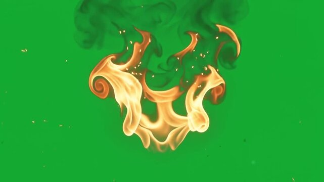 Small flame burst on Green Screen &mdash; Professional 4K Stock Video