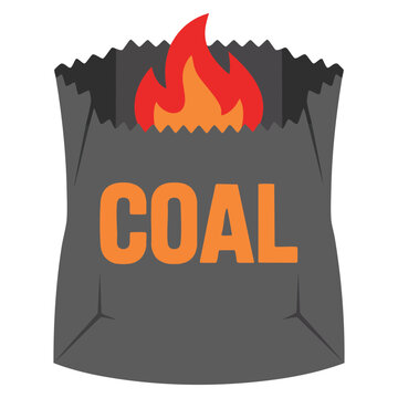 Flat vector illustration of barbecue coal bag with stack of log for campfire making BBQ fuel and outdoor cooking themes