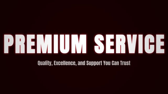 Premium service title graphic with text Quality Excellence and Support You Can Trust, elegant dark corporate background animation