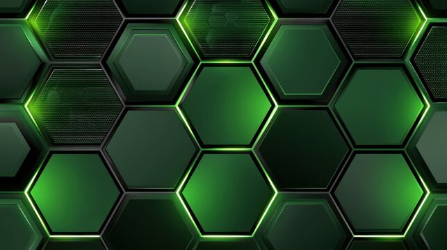 Green hexagon pattern abstract technology background