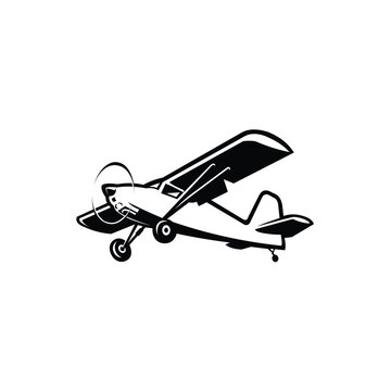 Small STOL plane monochrome vector illustration isolated