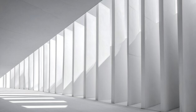 Modern white minimalist architecture creating light and shadow patterns