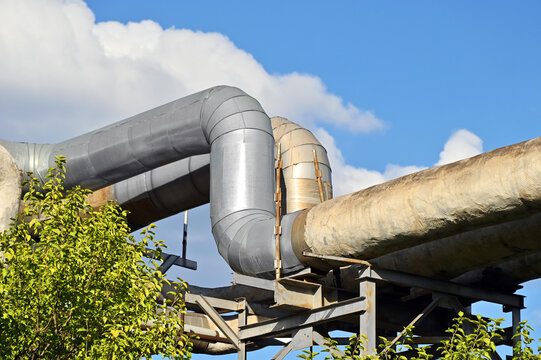 District heating pipes from thermal power plant
