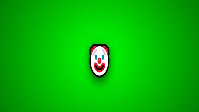 Clown icon rotates on a solid green background