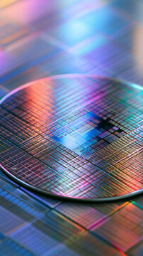 Silicon Wafer with Rainbow Iridescent Chips