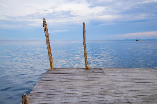 View of a wooden pier on the sea