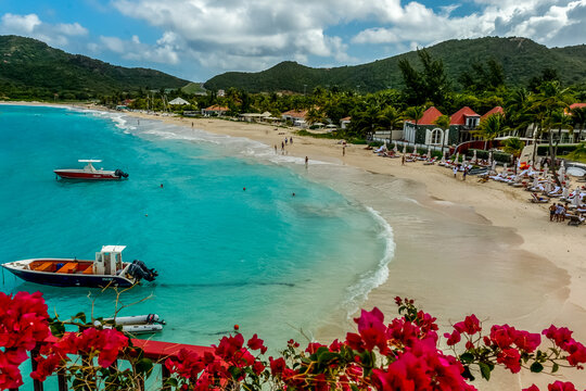 View of Saint Barthelemy island and ocean, Caribbean