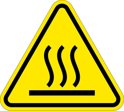 classic danger hot surface hazard warning attention sign in yellow triangle symbol vector isolated on transparent background
