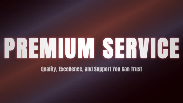 Premium Service Animated Title, Business Quality Excellence and Support Concept, Corporate Gold Light Motion Graphics