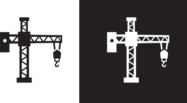 icon silhouette tower crane illustration vector 