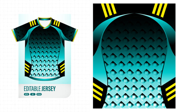 Modern Teal and Black Soccer Jersey with Geometric Diamond Pattern