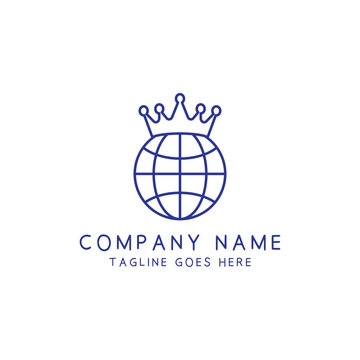 Minimalist Royal Globe Crown Logo Design Template
