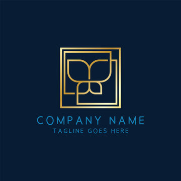 Luxury Golden Geometric Butterfly Logo Design Template