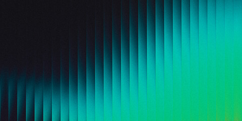 Abstract glowing teal and green vertical stripes with jagged edges on dark background. Minimalist wave pattern with grainy finish © kkoi