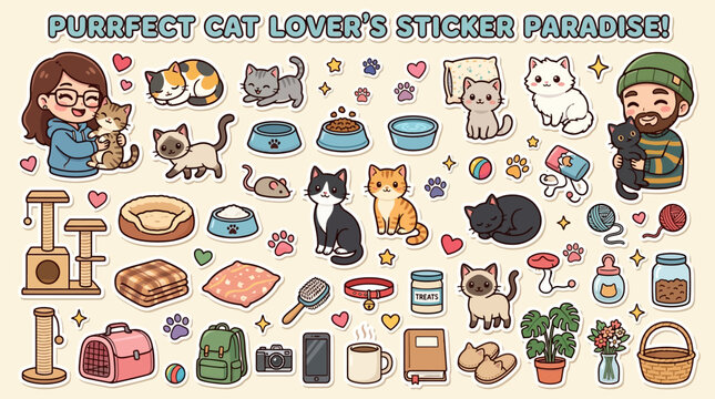 Cat Lover Sticker Collection Kit.