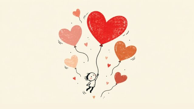 Child holding heart balloons