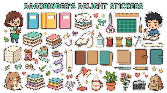 Creative Bookbinding Stickers Set.