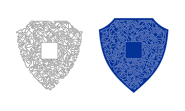 Digital Shield Cyber Security Network Data Protection Vector Graphic Illustration