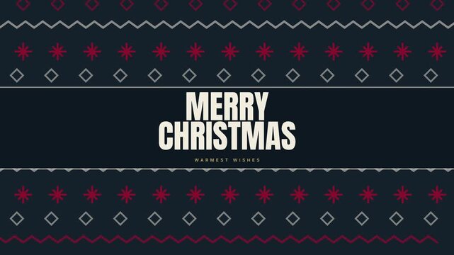 Christmas Knit Pattern with Merry Christmas Text and Warmest Wishes