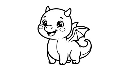 Fototapeta premium Cute Baby Dragon Coloring Page for Kids