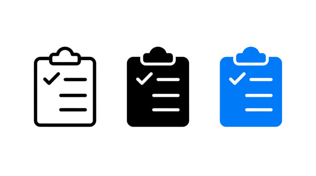 Online questionnaire checklist and survey checklist vector icon set symbol design