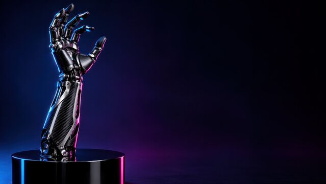 Robotic prosthetic hand for disability accessibility campaign with copy space