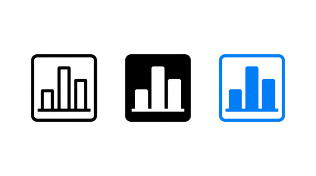 Vector bar chart icon set for poll results and data statistics visualization tool
